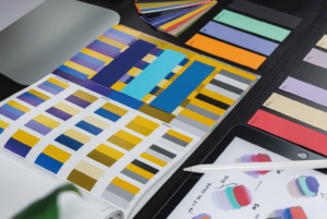 A book with various colour schemes to create unique branding assets.