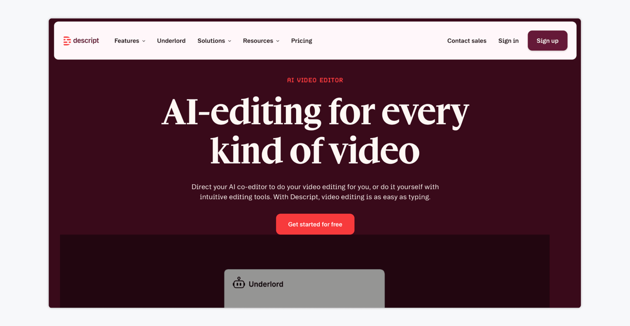 descript home page