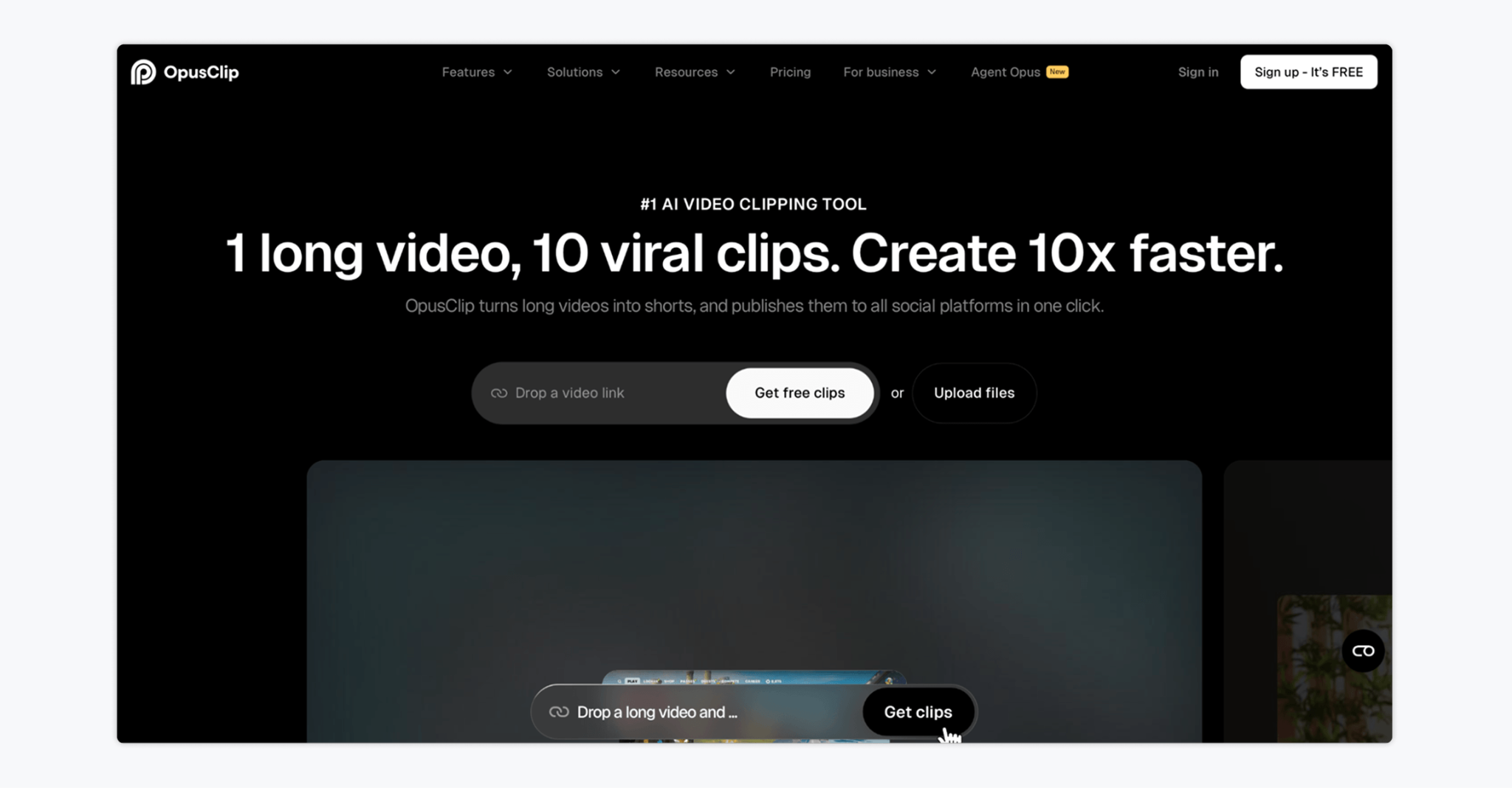 opusclip home page