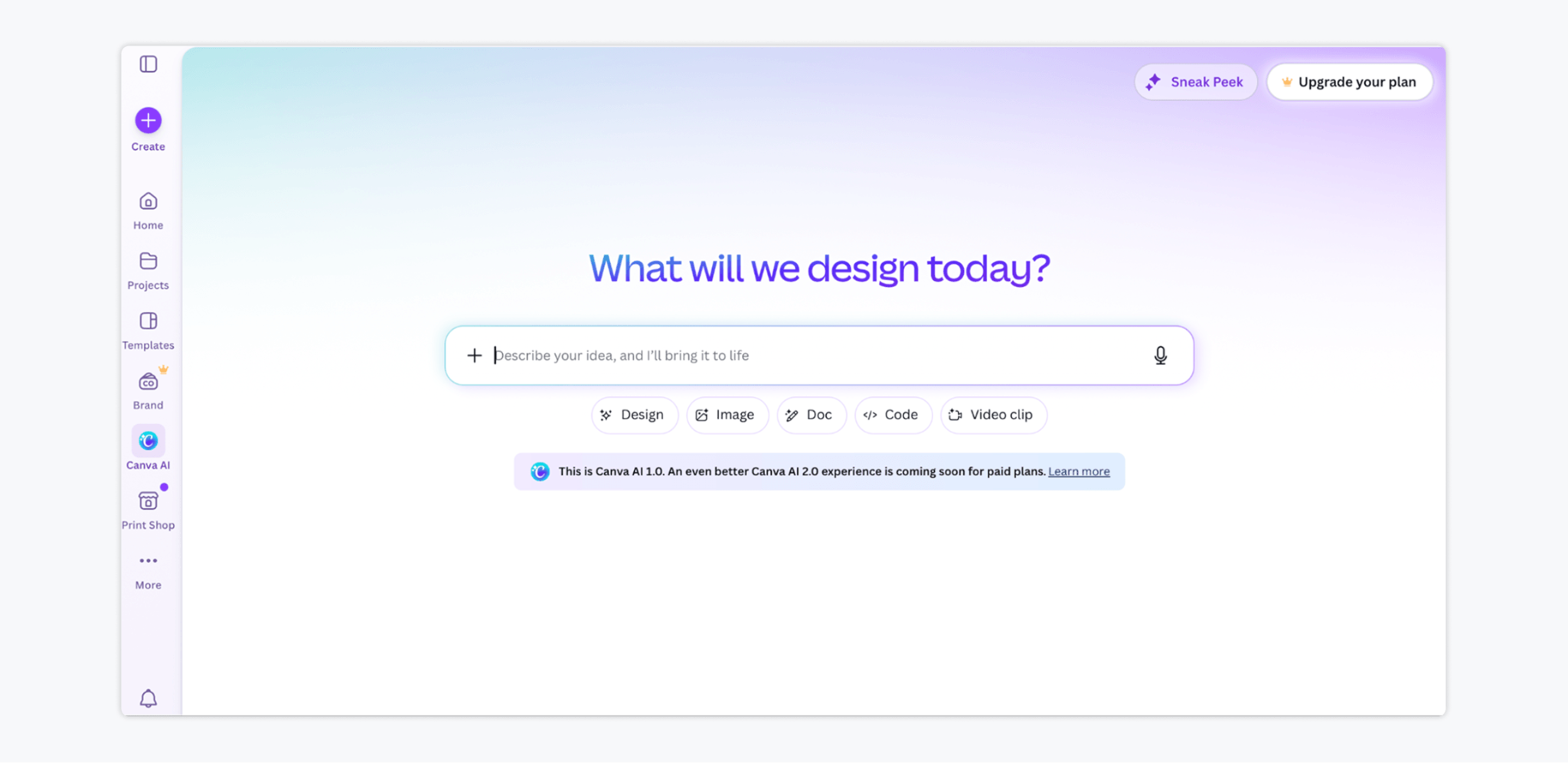canva home page