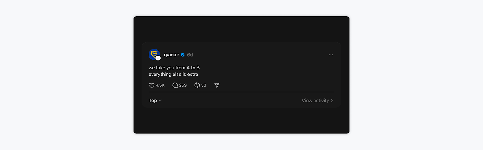 Ryanair Threads post