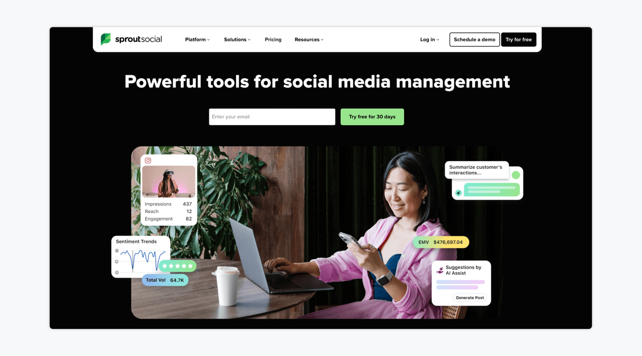 sprout social home page
